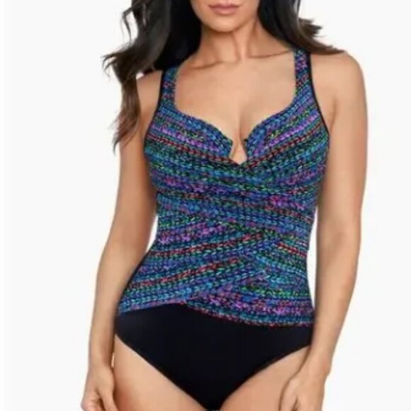 Miraclesuit Escape Underwire in Stitch It Layered One Piece Swimsuit Size 16 - Picture 1 of 10
